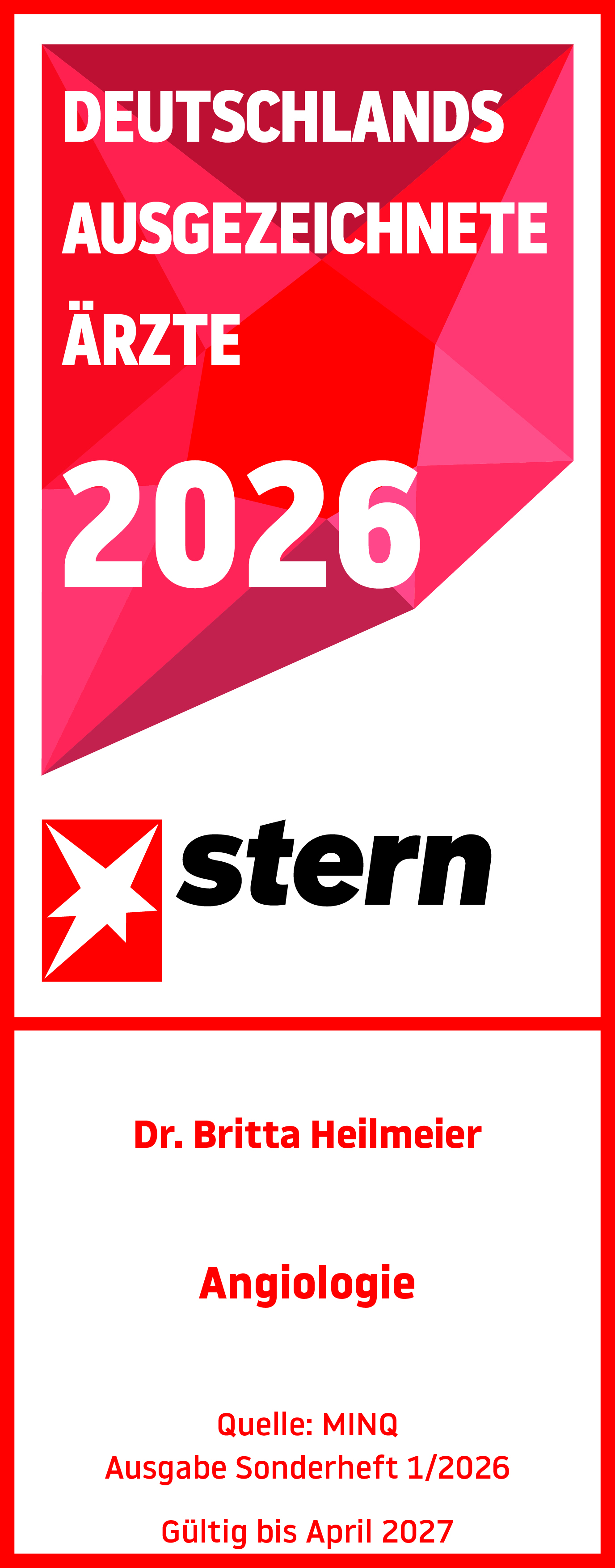 Stern Auszeichnung 2026 - Dr. med. Britta Heilmeier, Angiologie